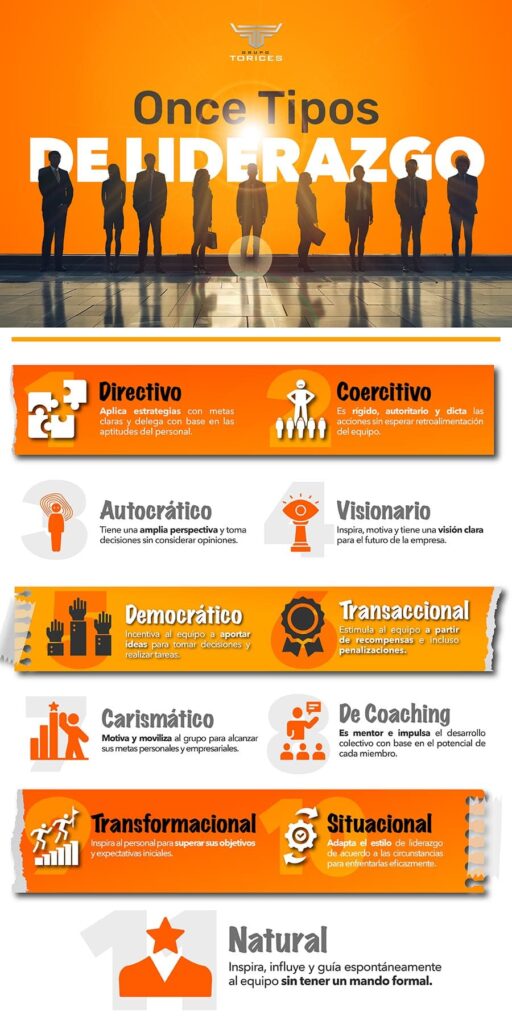 Infografía sobre los tipos de liderazgo empresarial