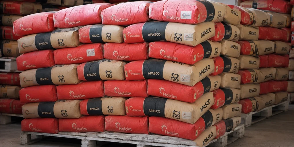Cementos torices apilados en tarima